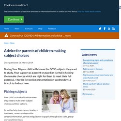 Advice for parents of children making subject choices