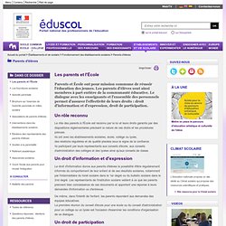 RUB. SITE Éduscol : Les parents et l'École