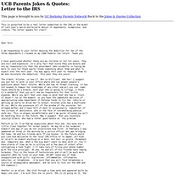 UCB Parents Jokes &Quotes: Letter to the IRS - StumbleUpon