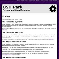 OSH Park ~ Pricing and Specifications