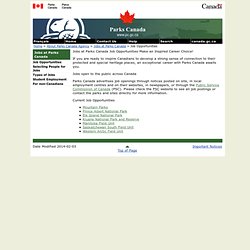 Jobs at Parks Canada - Current Job Opportunities
