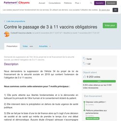 Parlement & Citoyens - Contre le passage de 3 à 11 vaccins obligatoires