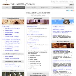 Parliamentary Business Parliament of Canada