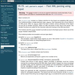 19.5. xml.parsers.expat — Fast XML parsing using Expat — Python v2.7.1 documentation