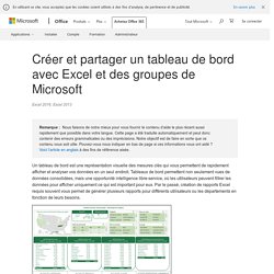 Créer et partager un tableau de bord avec Excel et des groupes de Microsoft