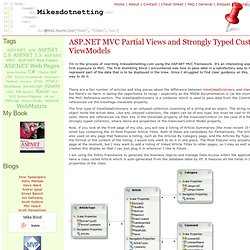 ASP.NET MVC Partial Views and Strongly Typed Custom ViewModels