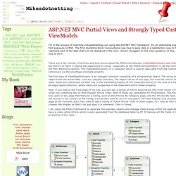 ASP.NET MVC Partial Views and Strongly Typed Custom ViewModels