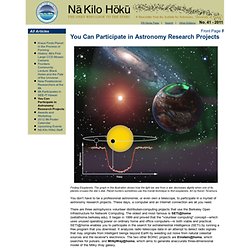 No. 41 - 2011: You Can Participate in Astronomy Research Projects