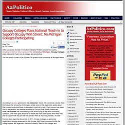 Occupy Colleges Plans National Teach-in to Support Occupy Wall Street: No Michigan Colleges Participating