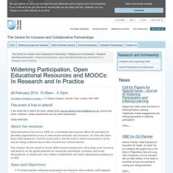 Widening Participation, Open Educational Resources and MOOCs