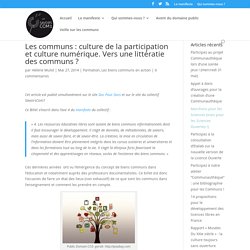 Les communs : culture de la participation et culture numérique. Vers une littératie des communs ?