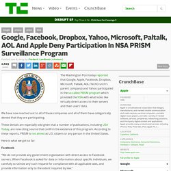 Google, Facebook, Dropbox, Yahoo, Microsoft And Apple Deny Participation In NSA PRISM Surveillance Program