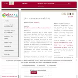 Sélection participative végétale – Dictionnaire d'agroécologie