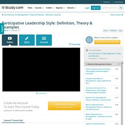 Participative Leadership Style: Definition, Theory & Examples