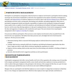 Participative Management - organization, levels, style, manager, company, business