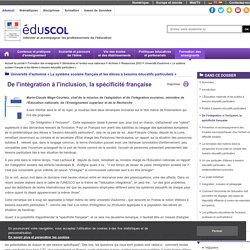 Université d'automne « Le système scolaire français et les élèves à besoins éducatifs particuliers » - De l'intégration à l'inclusion, la spécificité française