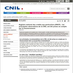 Registre national des crédits aux particuliers (RNCP) : les principales observations de la CNIL ont été prises en compte par le Gouvernement