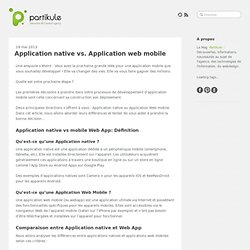 Application native vs. Application web mobile