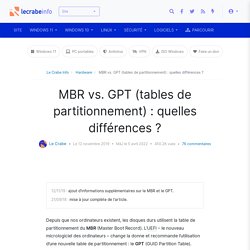 MBR vs. GPT (tables de partitionnement) : quelles différences ?