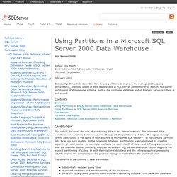 Using Partitions in a Microsoft SQL Server 2000 Data Warehouse - Waterfox