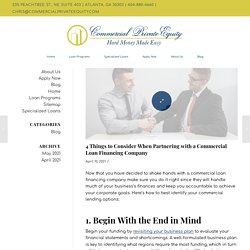 4 Things to Consider When Partnering with a Commercial Loan Financing Company - Commercial Private Equity