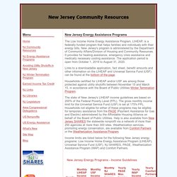 New Jersey LIHEAP, USF, Fresh Start, NJ SHARES, PAGE, Comfort Partners and other energy assistance programs