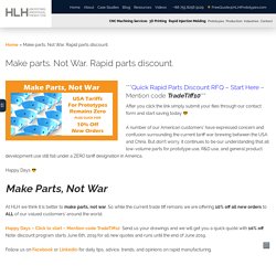Make parts. Not War. Rapid parts discount. - HLH Prototypes Co Ltd
