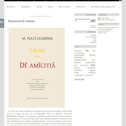 Parution du Dē Amīcitiā - lettresclassiques.fr