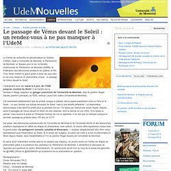 Le passage de Vénus devant le Soleil : un rendez-vous à ne pas manquer à l'UdeM