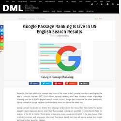 Google Passage Ranking Is Live In US English Search Results
