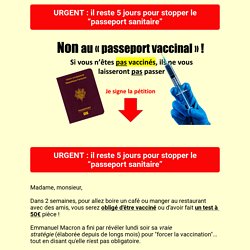 Passeport sanitaire =Vaccination forcée déguisée