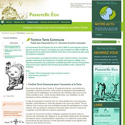 Agricultiver - Tontine Terre Commune - Publié dans Passerelle Eco n°3 - Document