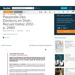 D. Tricot - La Passerelle Des Docteurs en Droit - Recueil Dalloz 2012 - p. 2460