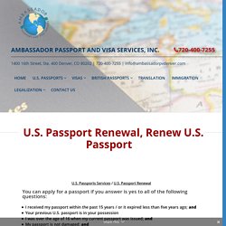U.S. Passport Renewal - Ambassador Passport and Visa Services