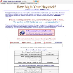  Password Haystacks: How Well Hidden is Your Needle?