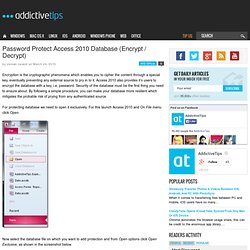 Password Protect Access 2010 Database (Encrypt / Decrypt)