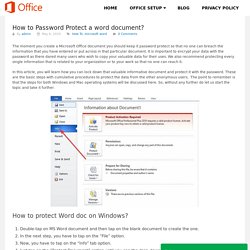 How to Password Protect a word document? - office.com/setup