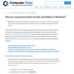 How do I password protect my files and folders in Windows?