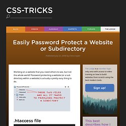 Easily Password Protect a Website or Subdirectory