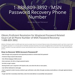 1-888-809-3892 - MSN Password Recovery Phone Number - brandme.io