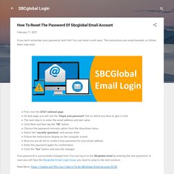 How To Reset The Password Of Sbcglobal Email Account