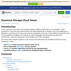 Password Storage Cheat Sheet