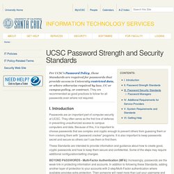 UCSC Password Strength and Security Standards