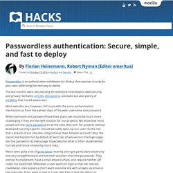 Passwordless authentication: Secure, simple, and fast to deploy