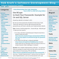 Use BCrypt to Hash Your Passwords: Example for C# and SQL Server « Rob Kraft's Software Development Blog
