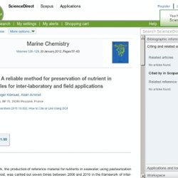 Marine Chemistry : Pasteurization: A reliable method for preservation of nutrient in seawater samples for inter-laboratory and field applications