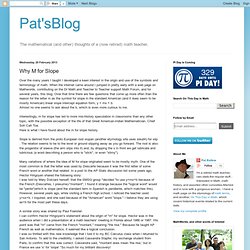 Pat'sBlog: Why M for Slope