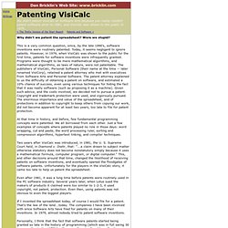 Patenting VisiCalc