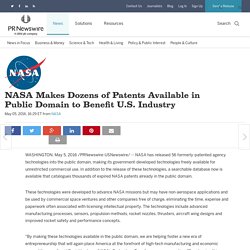 NASA Makes Dozens of Patents Available in Public Domain to Benefit U.S. Industry