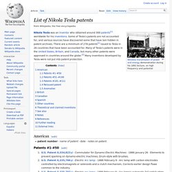List of Nikola Tesla patents